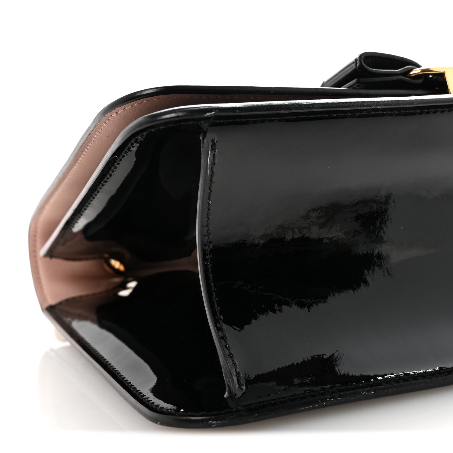 Salvatore Ferragamo Patent  Vara Bow Shoulder Bag Black 8 of 9