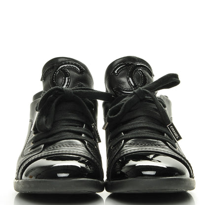 Chanel Lambskin Patent Calfskin Cap Toe CC Sneakers 37 Black 2 of 11