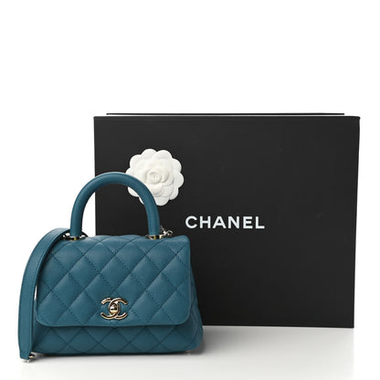 Chanel Caviar Quilted Extra Mini Coco Handle Flap Dark Turquoise 11 of 11