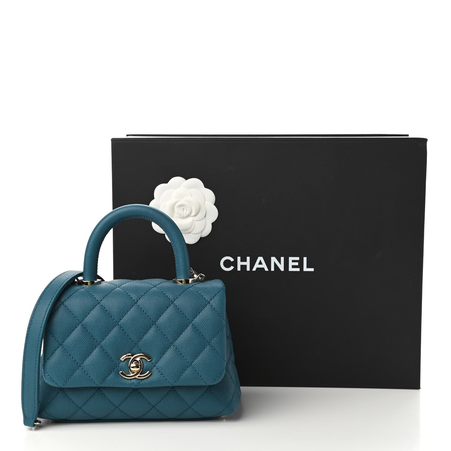 Chanel Caviar Quilted Extra Mini Coco Handle Flap Dark Turquoise 11 of 11