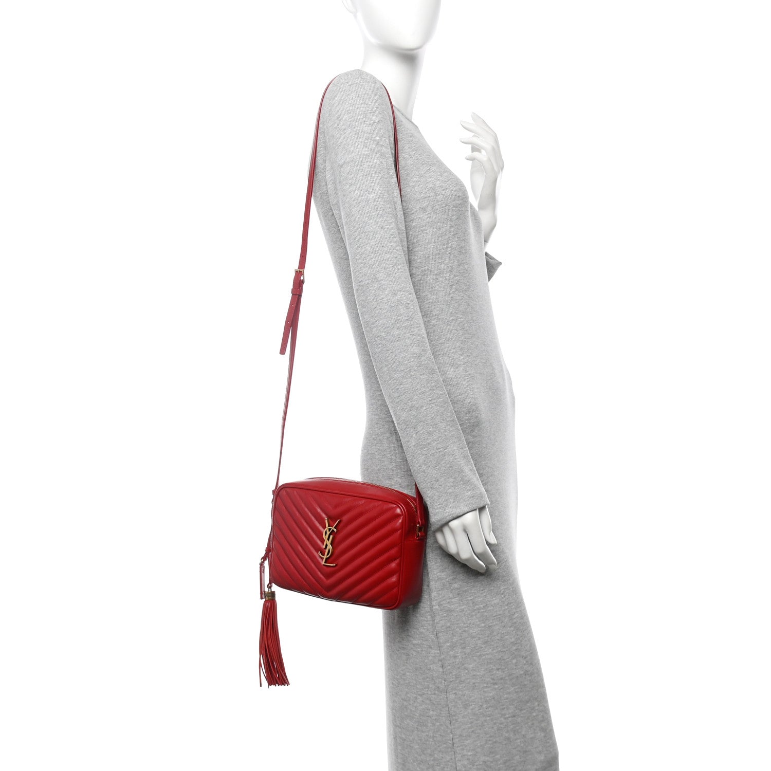 Saint Laurent Calfskin Matelasse Monogram Lou Camera Bag Rouge Eros 2 of 13