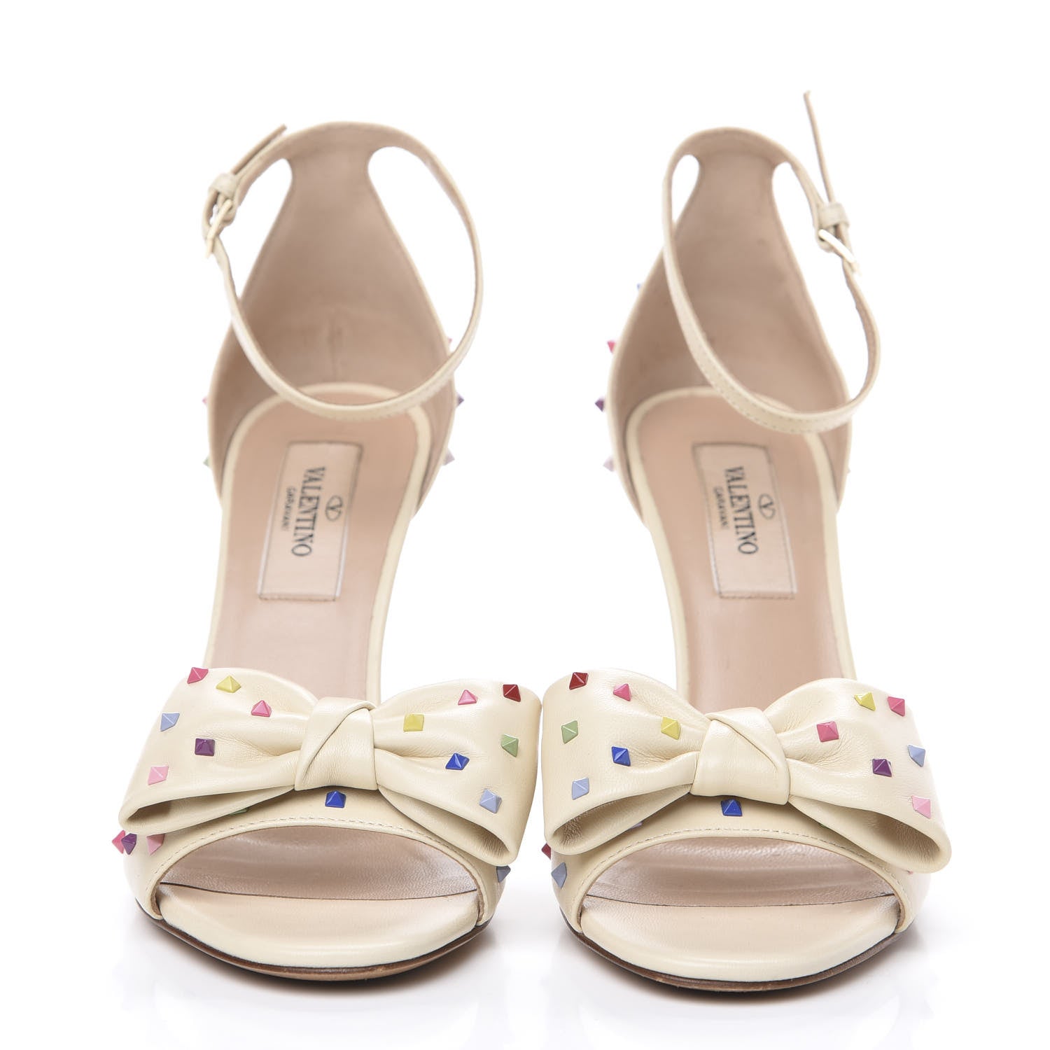 Valentino Garavani Nappa Rainbow Rockstud D'Orsay 105mm Sandals 35.5 Light Ivory Multicolor 2 of 9