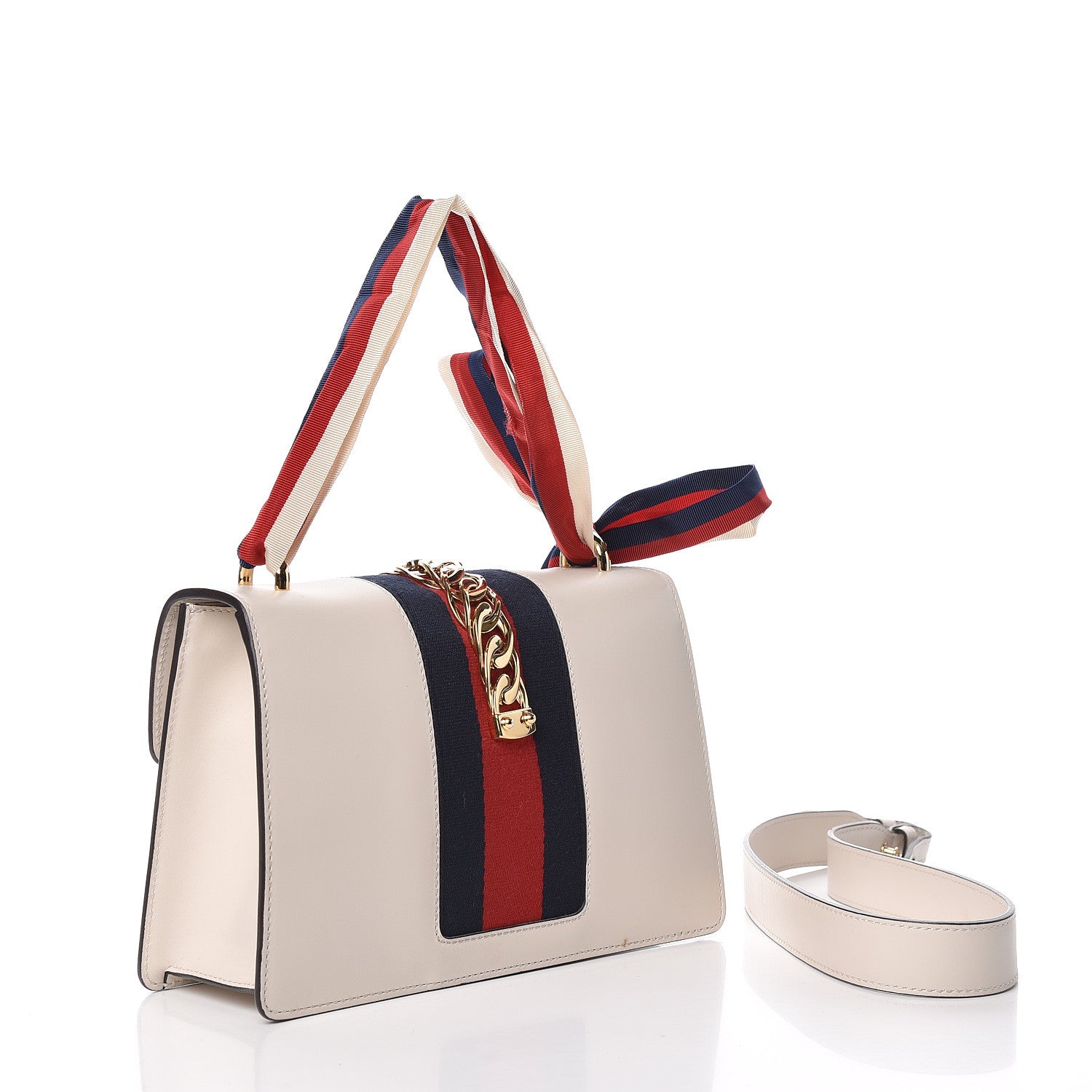 Gucci Calfskin Small Sylvie Shoulder Bag Off White 4 of 16