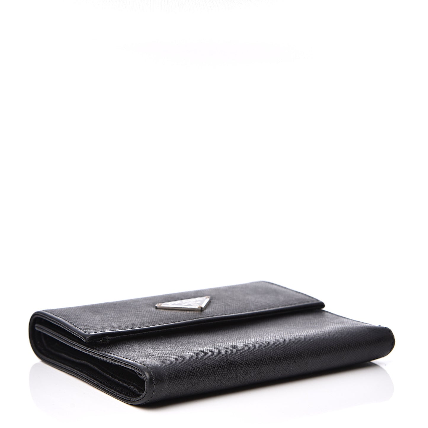 Saffiano Tri-Fold Compact Wallet Black