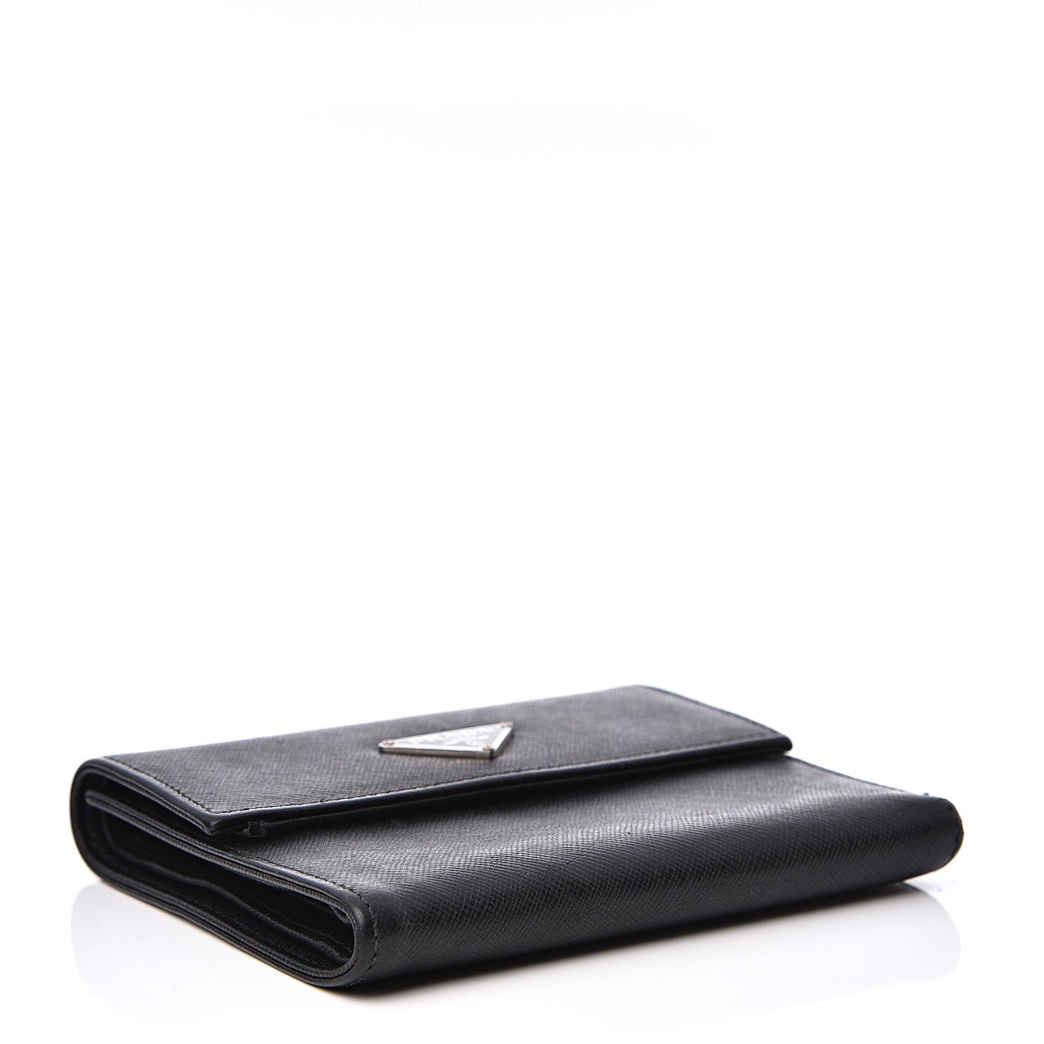 Prada Saffiano Tri-Fold Compact Wallet Black 3 of 10
