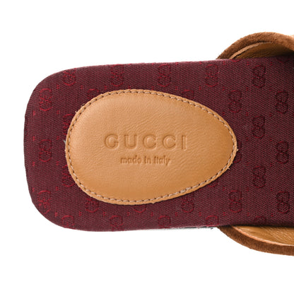 Gucci GG Monogram Suede Womens Criss Cross Slide Sandals 36 Beige Ruggine Cuir 6 of 9