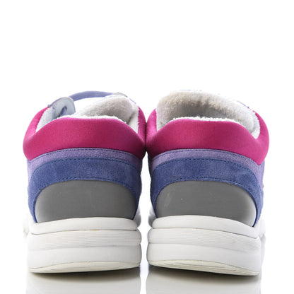 Chanel Nylon Lambskin Suede Calfskin CC Sneakers 36.5 Light Blue 6 of 10