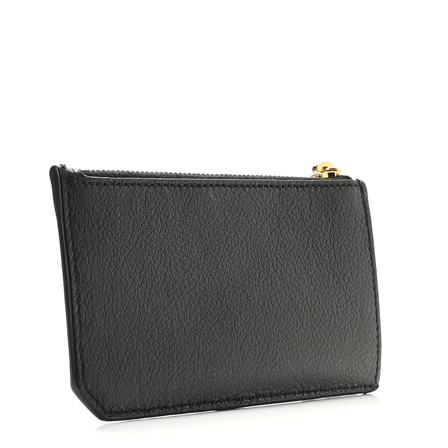 Grained Calfskin Monogram 5 Fragments Zip Pouch Card Holder Black