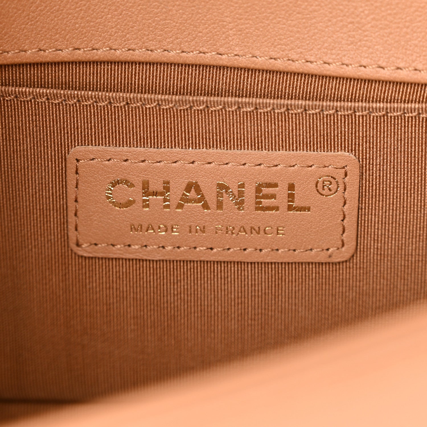 Chanel Lambskin Chevron Quilted Small Boy Flap Dark Beige 6 of 12