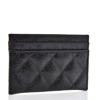 Chanel Calfskin Camellia Embossed Quilted Card Holder Black 3 of 9