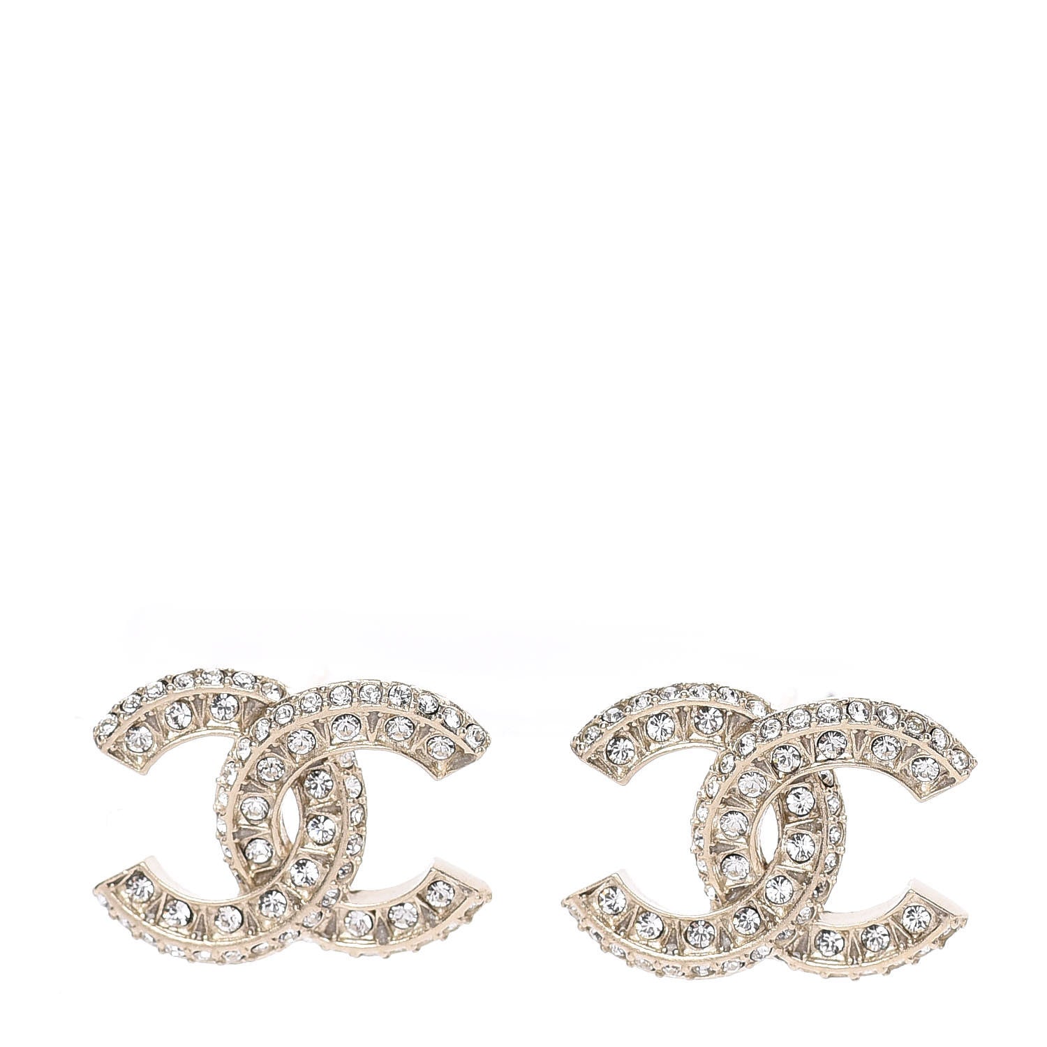 Chanel Crystal Timeless CC Earrings Light Gold 1 of 5