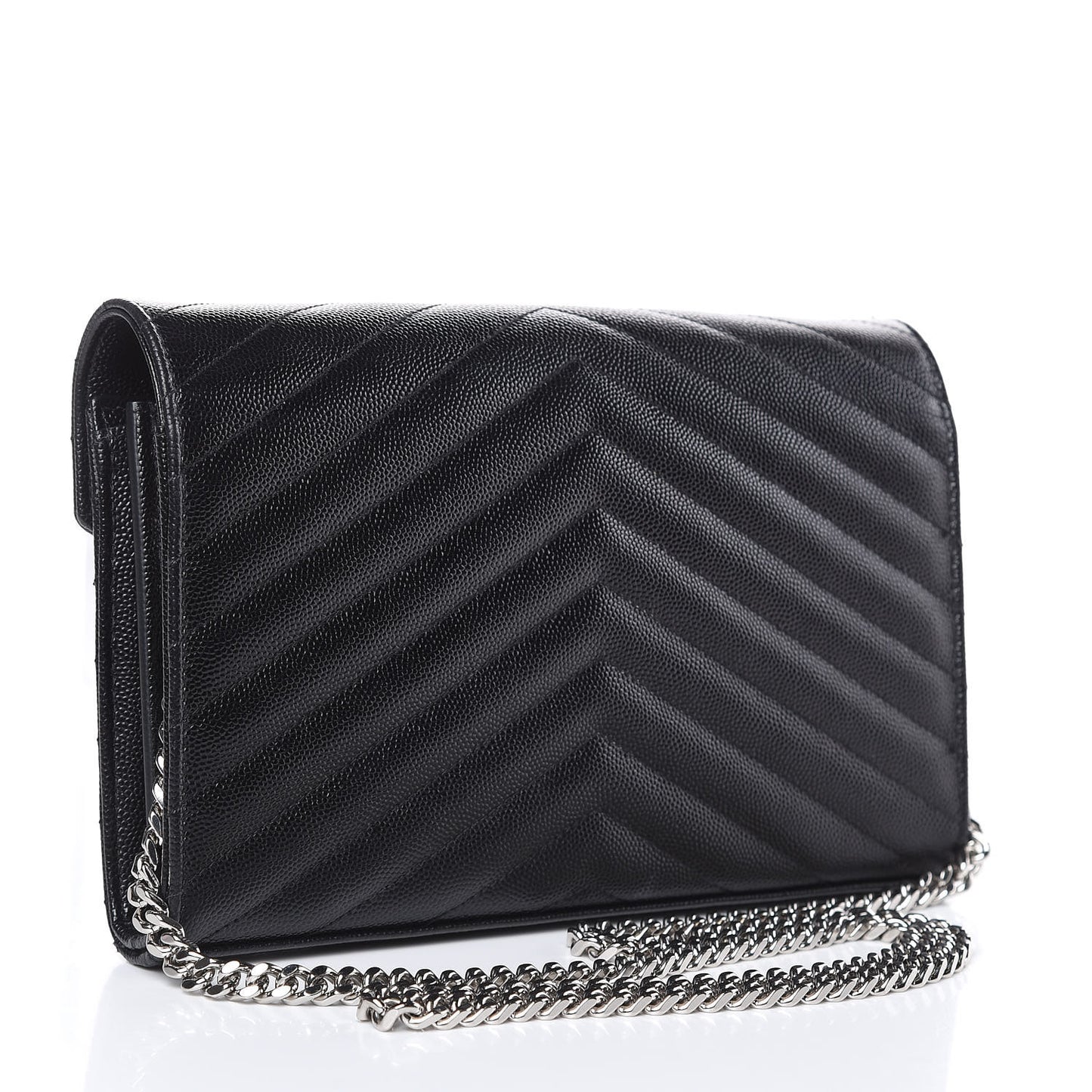 Grain De Poudre Matelasse Chevron Monogram Chain Wallet Black