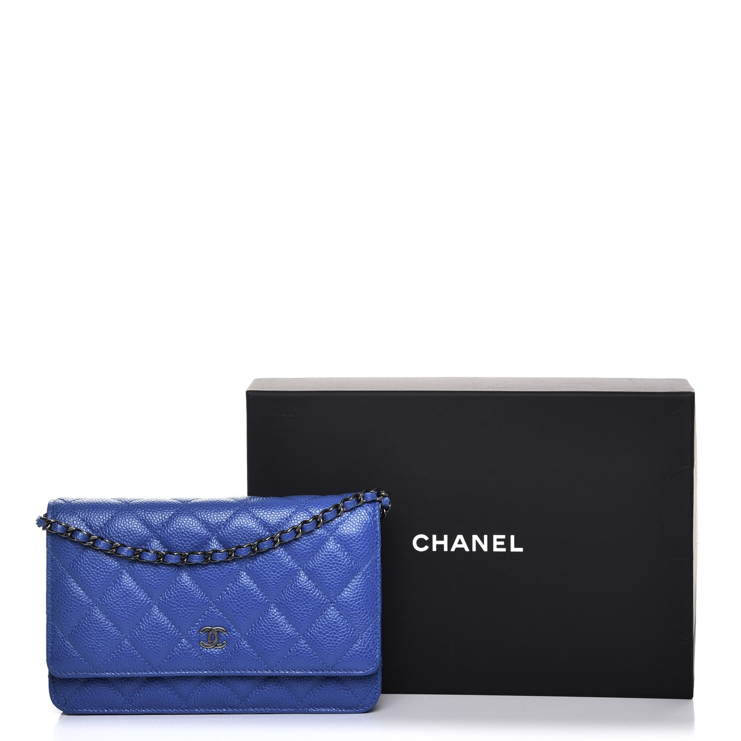 Chanel Caviar Quilted Wallet On Chain WOC Blue 10 of 10