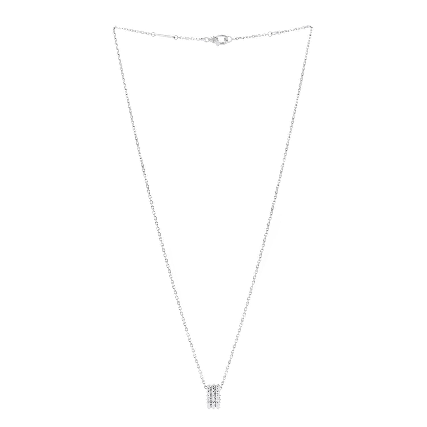 Van Cleef & Arpels 18K White Gold Perlee 3-Row Pendant Necklace 3 of 6