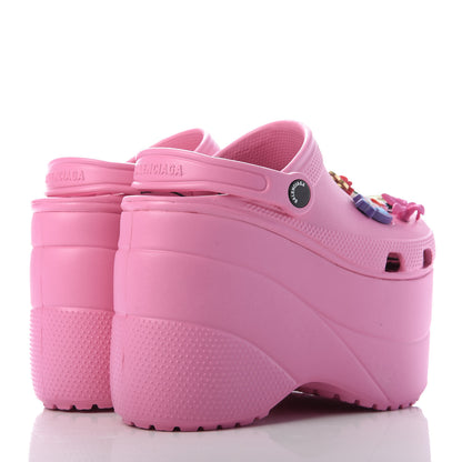 Balenciaga X CROCS Rubber Textured Womens Platform Sandals 36 Rose Bonbon 4 of 8