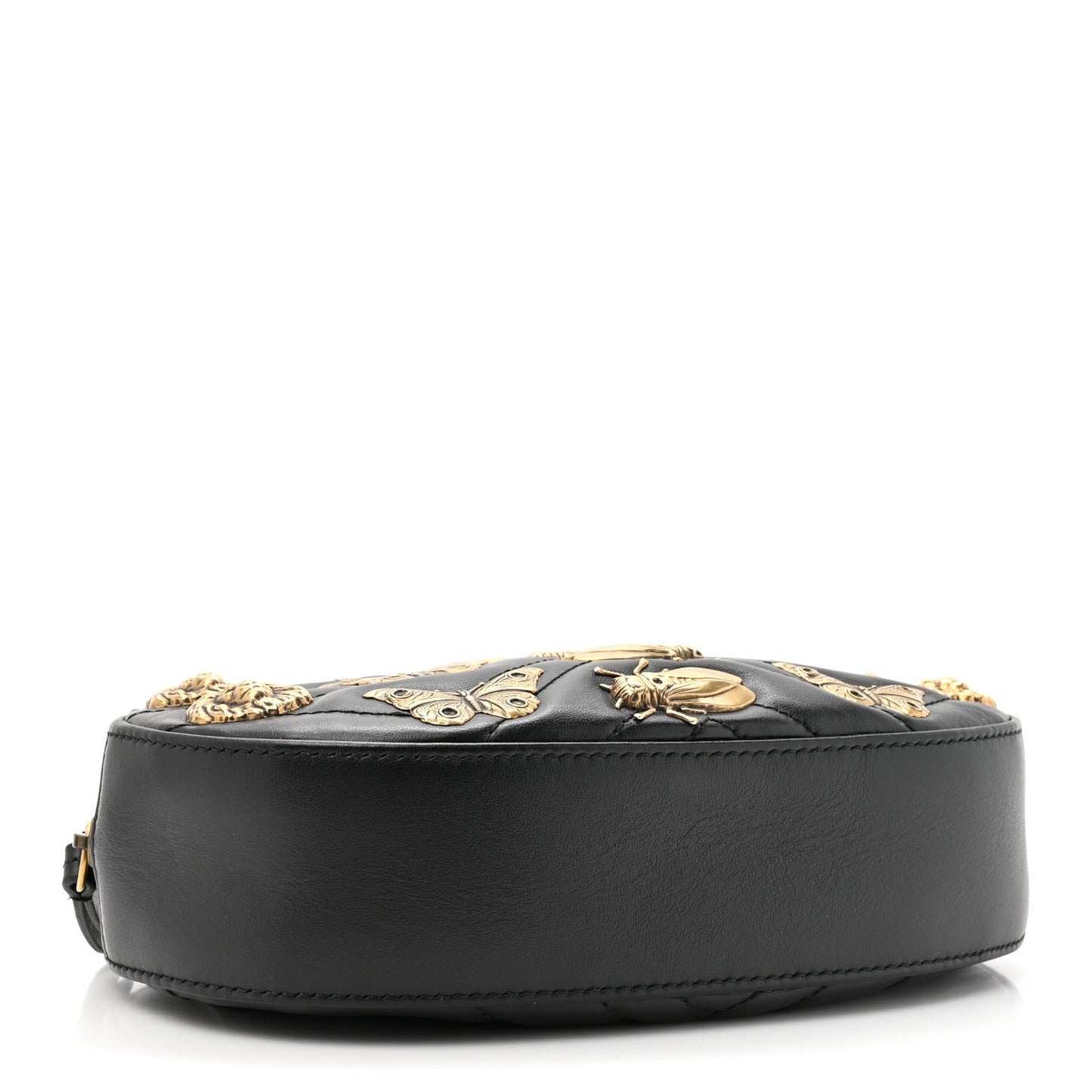Calfskin Matelasse Animal Studs GG Marmont Belt Bag Black