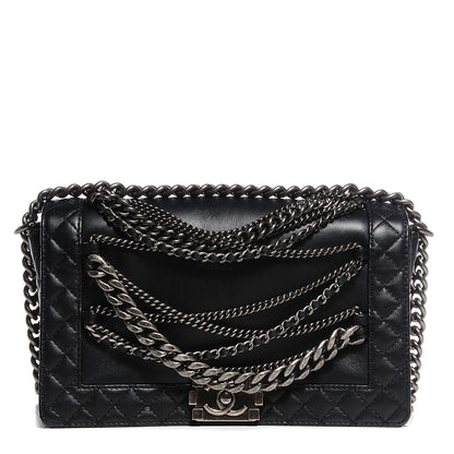 Chanel Calfskin Enchained Medium Boy Flap Black 1 of 8