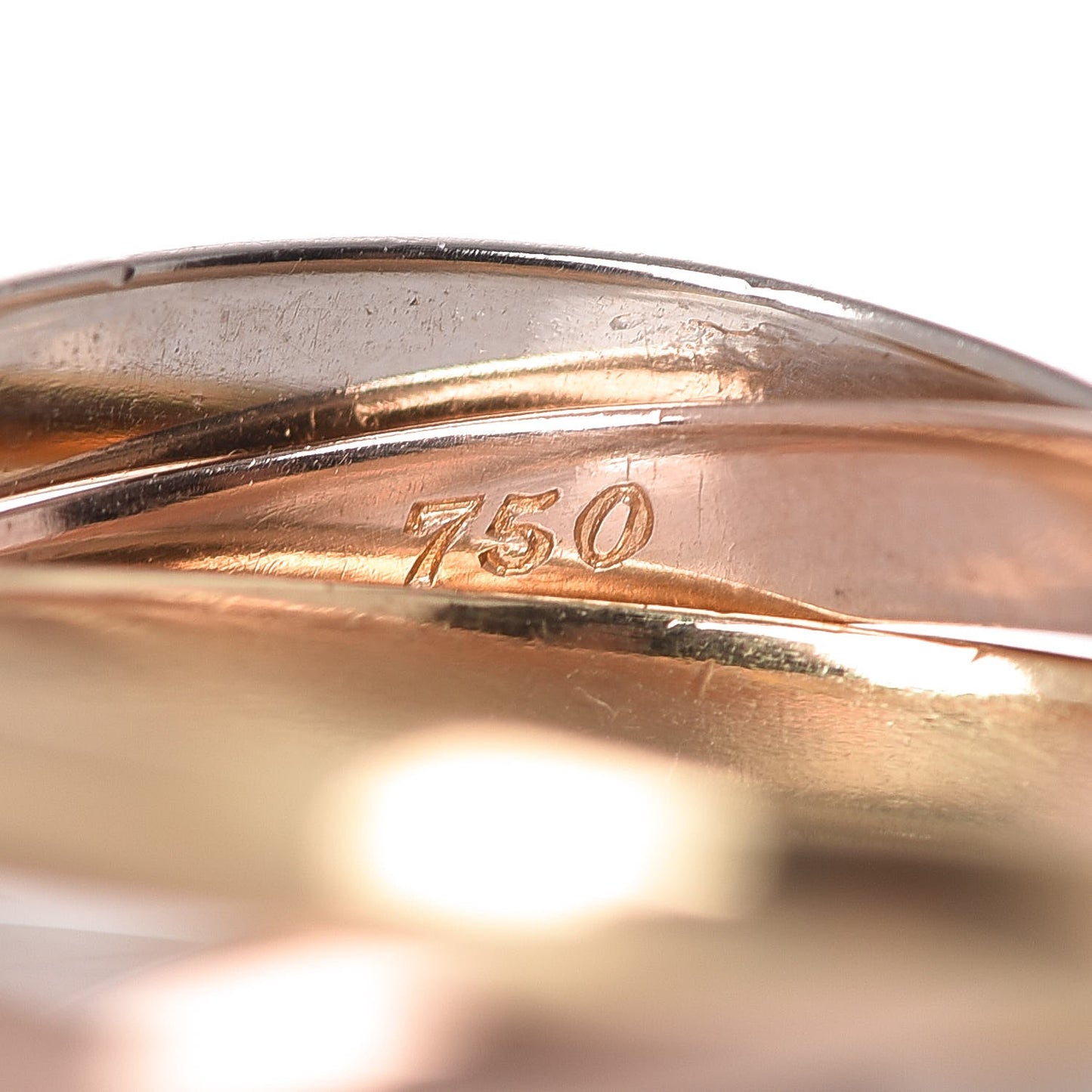 18K Pink Yellow White Gold Small Trinity Ring 54 6.75