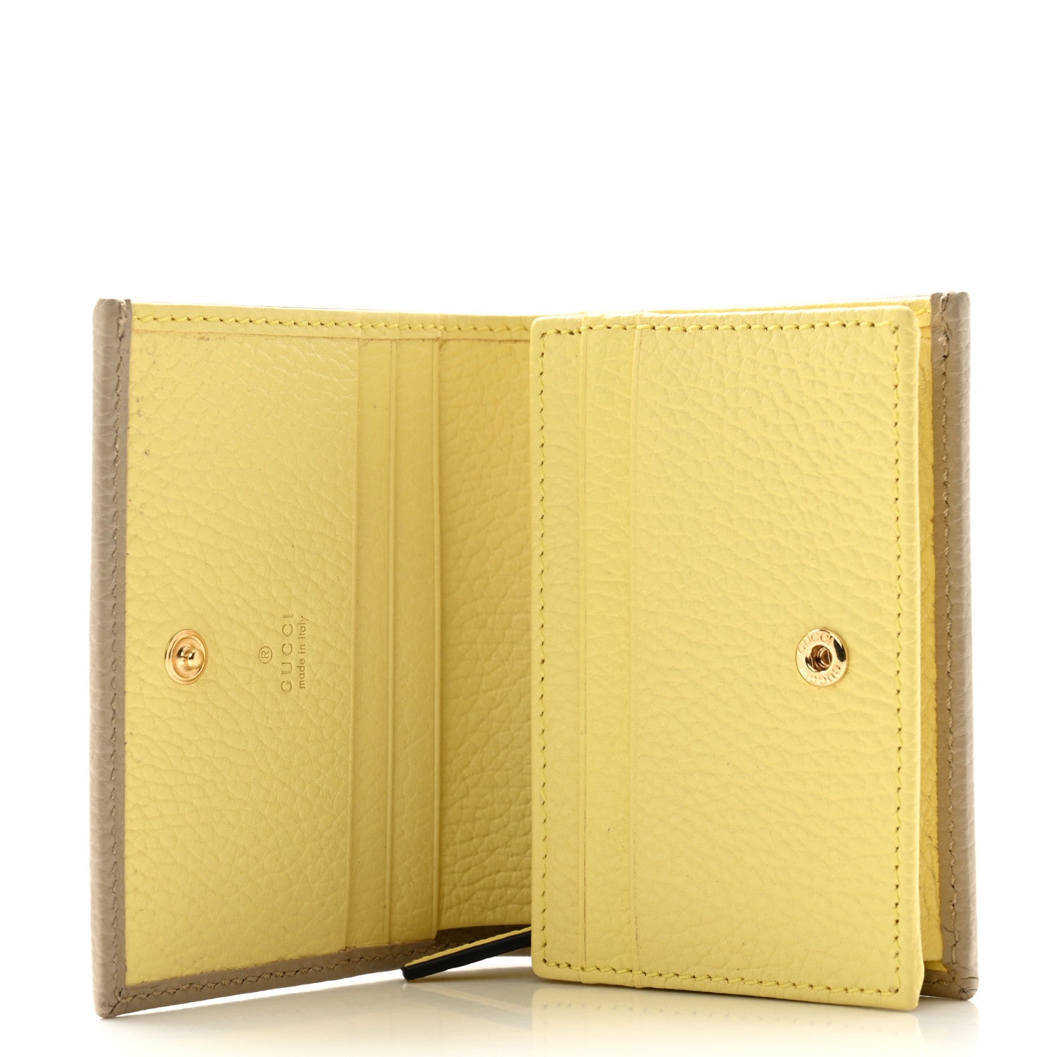 Gucci Dollar Calfskin Bi- Color GG Marmont Card Case Oatmeal Banana 5 of 7