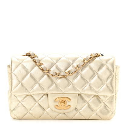 Chanel Metallic Lambskin Quilted Mini Rectangular Flap Gold 1 of 11