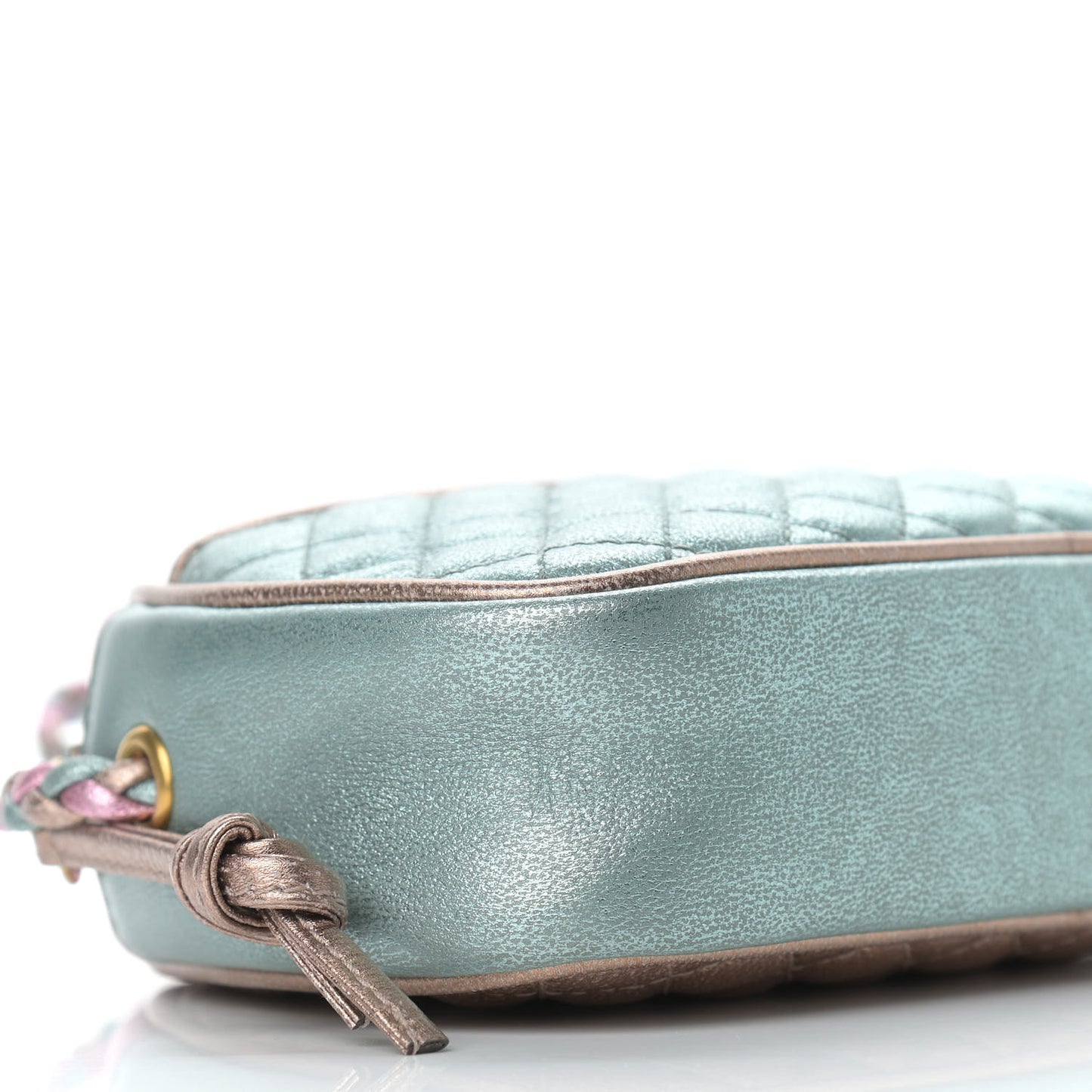 Laminated Nappa Trapuntata Mini Zumi Dome Shoulder Bag Rosa Lago Rame