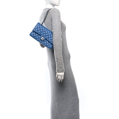 Chanel Caviar Quilted Medium Double Flap Blue 2 of 11