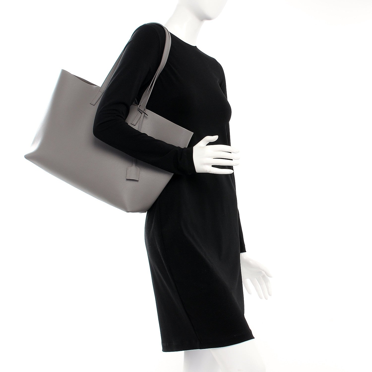 Saint Laurent Calfskin Large Shopping Tote Fog 2 of 13