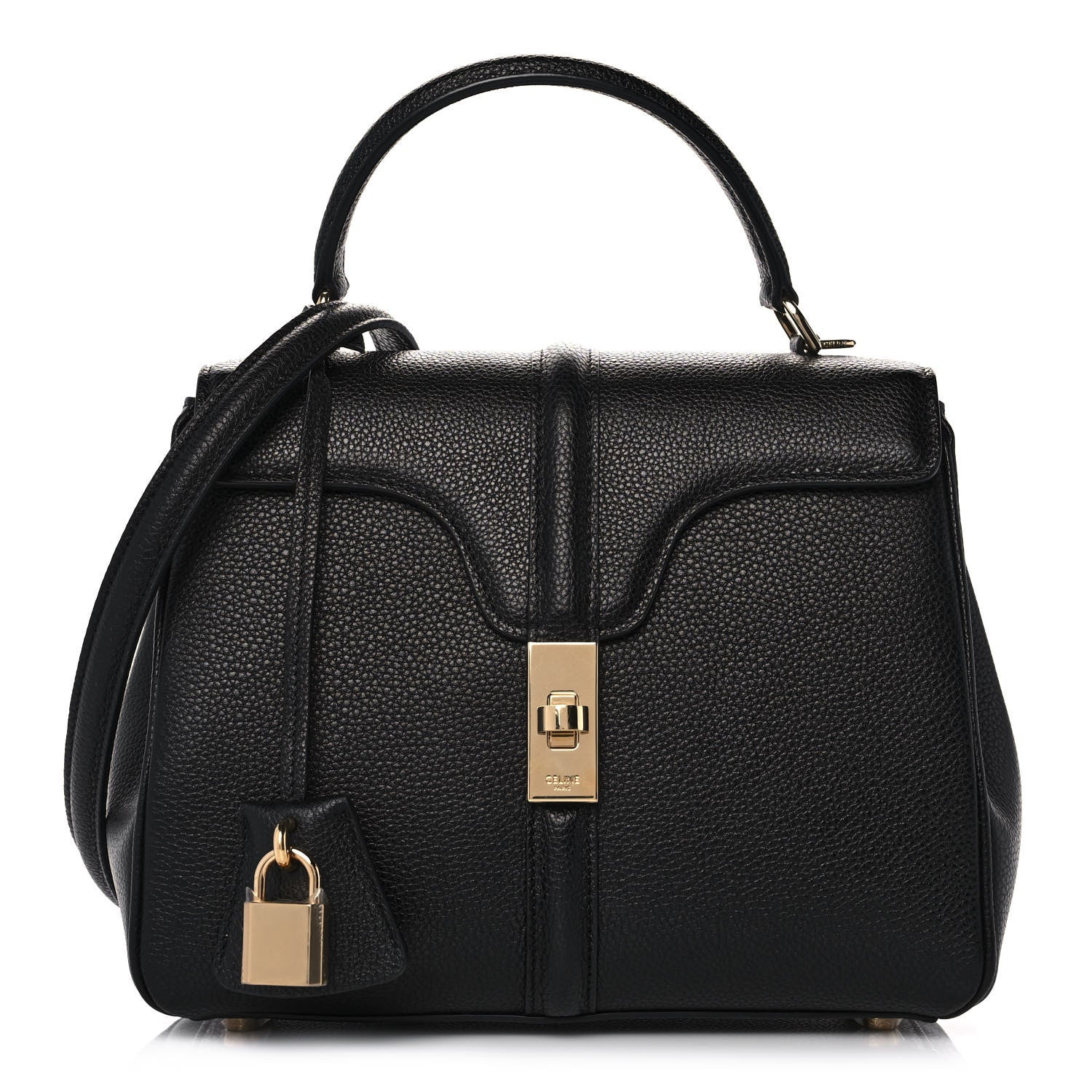 Celine Grained Calfskin Small 16 Top Handle Bag Black 1 of 11