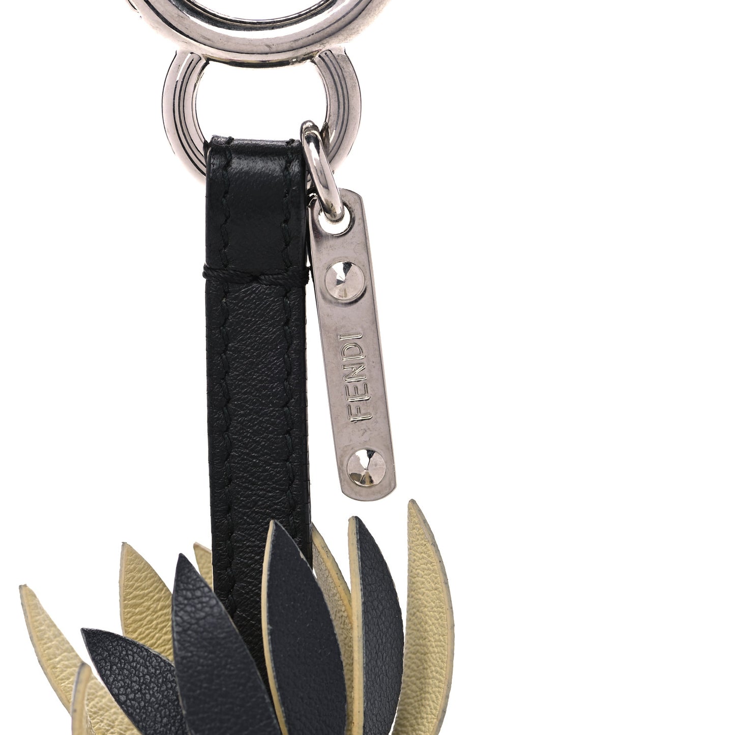 Fox Rabbit Fur Nappa Pineapple Bag Charm Rosa Scuro Banana Multicolor