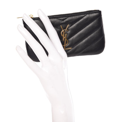 Saint Laurent Calfskin Matelasse Monogram Key Pouch Black 2 of 8