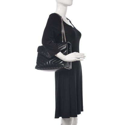 Saint Laurent Calfskin Y Quilted Monogram Medium Loulou Chain Satchel Black 2 of 9
