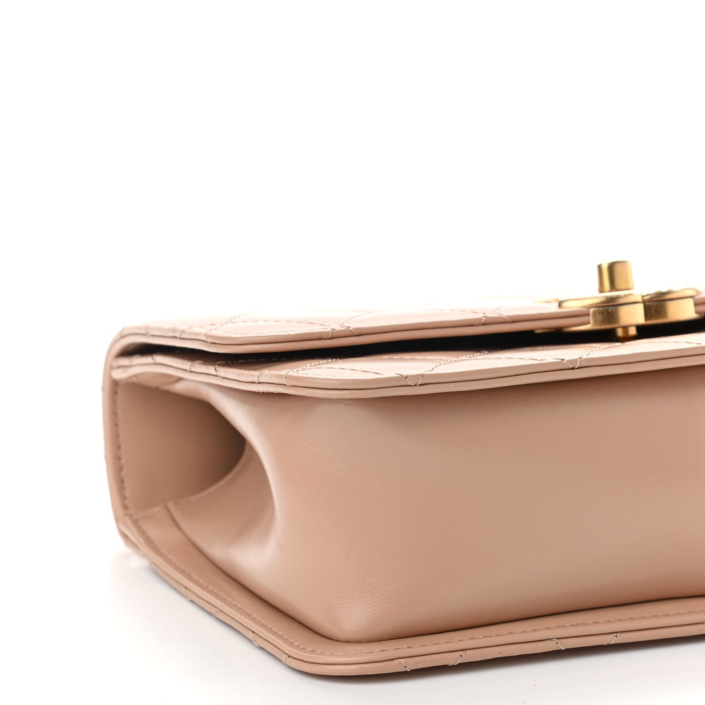 Calfskin Quilted Perfect Fit Flap Beige