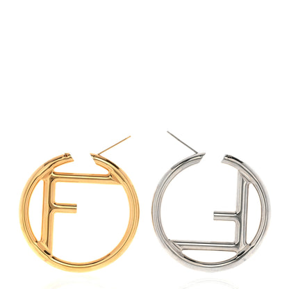 Fendi Metal FF Hoop Earrings Gold Silver 3 of 6