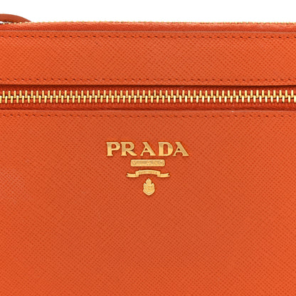 Prada Saffiano Lux Zip Crossbody Bag Papaya 7 of 10