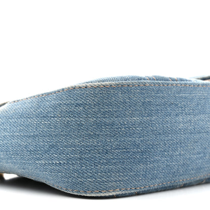 Gucci Denim Matelasse Floral Embroidered Mini GG Marmont Shoulder Bag Blue 9 of 15