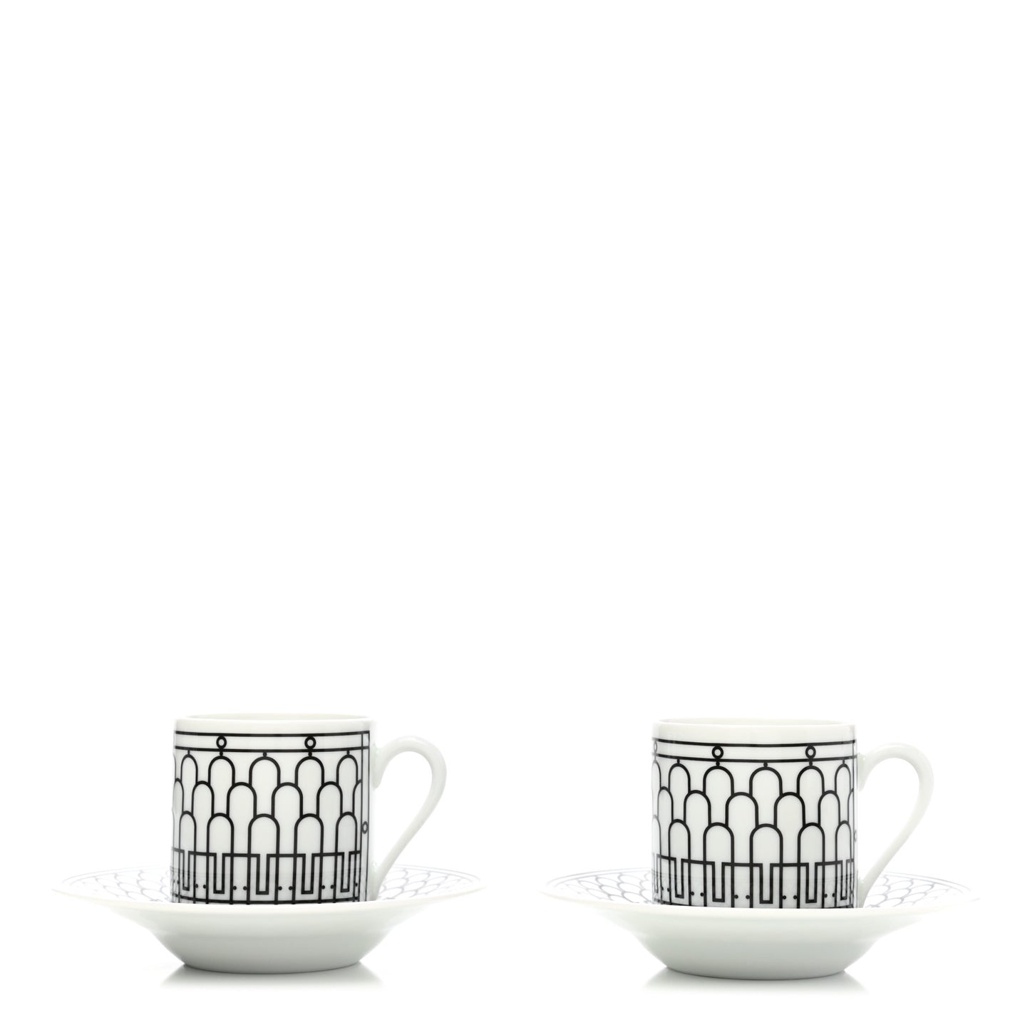 Porcelain H Deco Coffee Cup And Saucer Set Of 2 Black