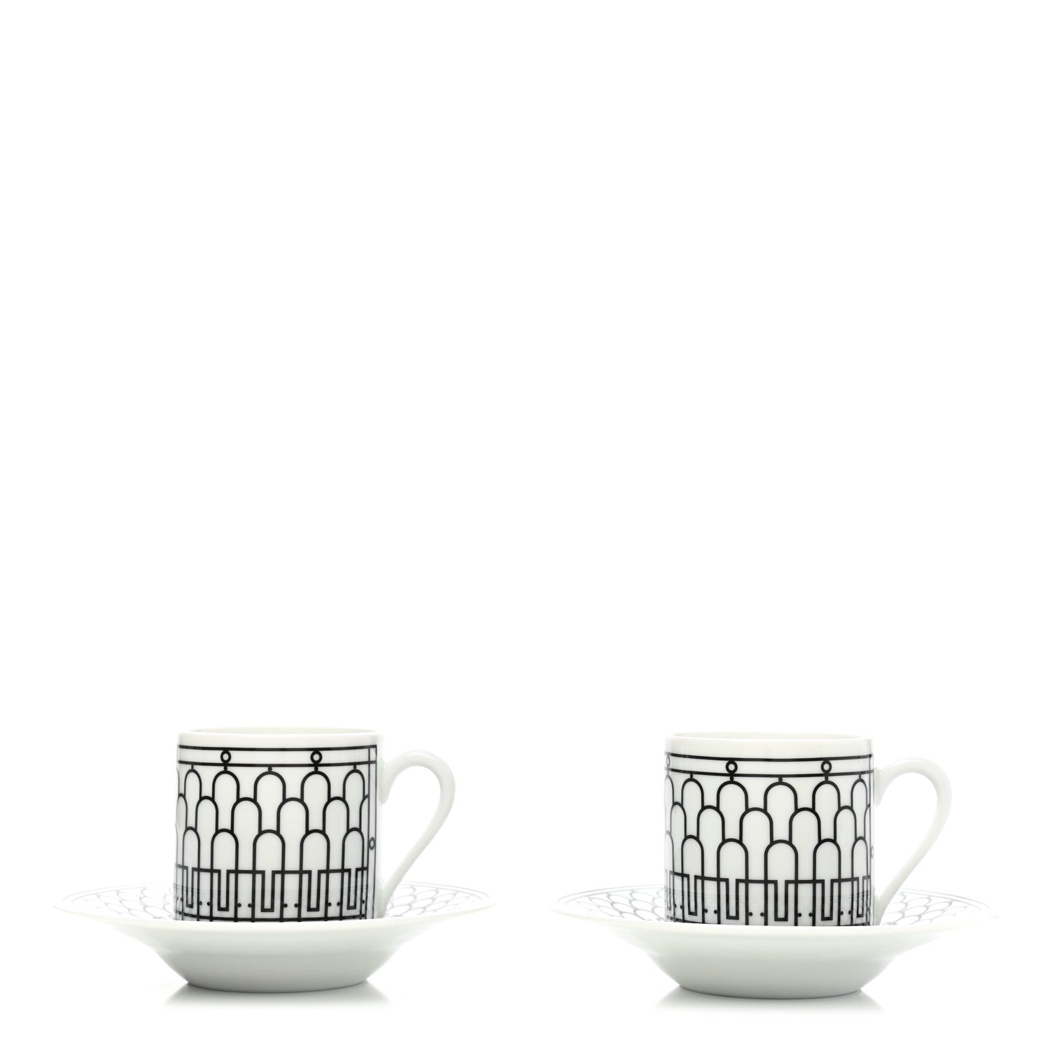 Hermes Porcelain H Deco Coffee Cup And Saucer Set Of 2 Black 1 of 11