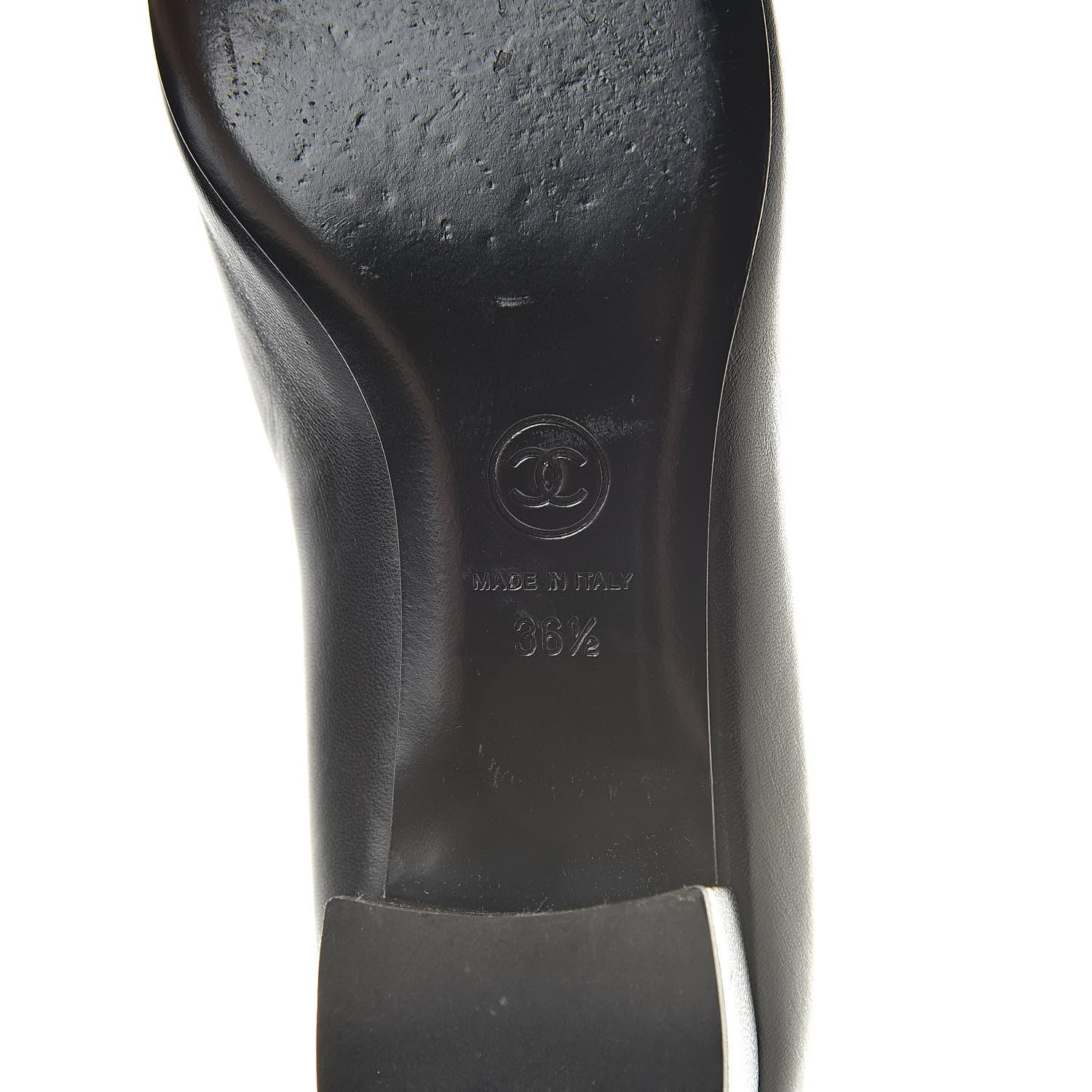 Chanel Lambskin Pearl CC Cap Toe Pump 36.5 Black 7 of 12