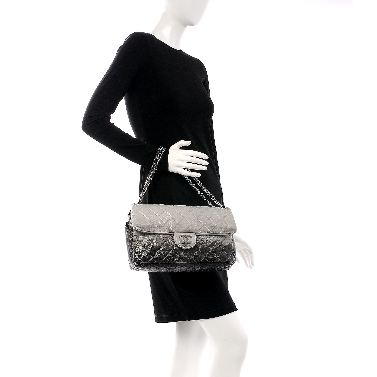Chanel Vinyl Quilted Jumbo Melrose Degrade Flap Black 2 of 13