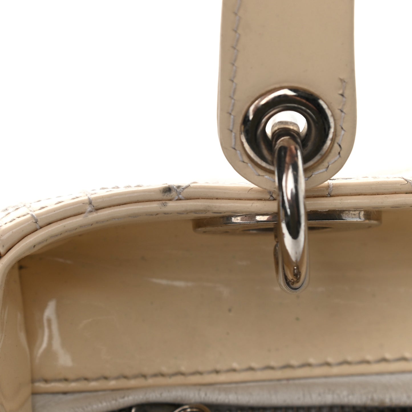 Patent Cannage Stitched Medium Lady Dior White