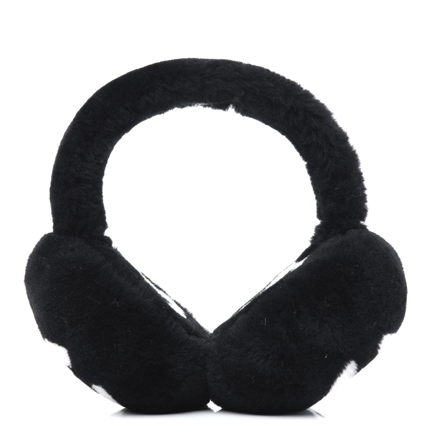 Chanel Shearling CC Ear Muffs Black White 1 of 3
