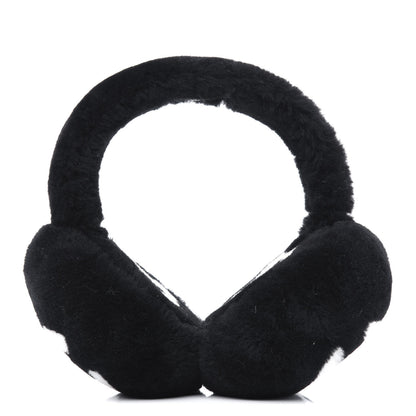 Chanel Shearling CC Ear Muffs Black White 1 of 3