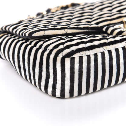 Chanel Velvet Quilted Medium Flap Black White 8 of 12