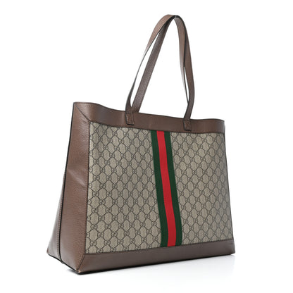 Gucci GG Supreme Monogram Web Ophidia Tote Brown 3 of 13
