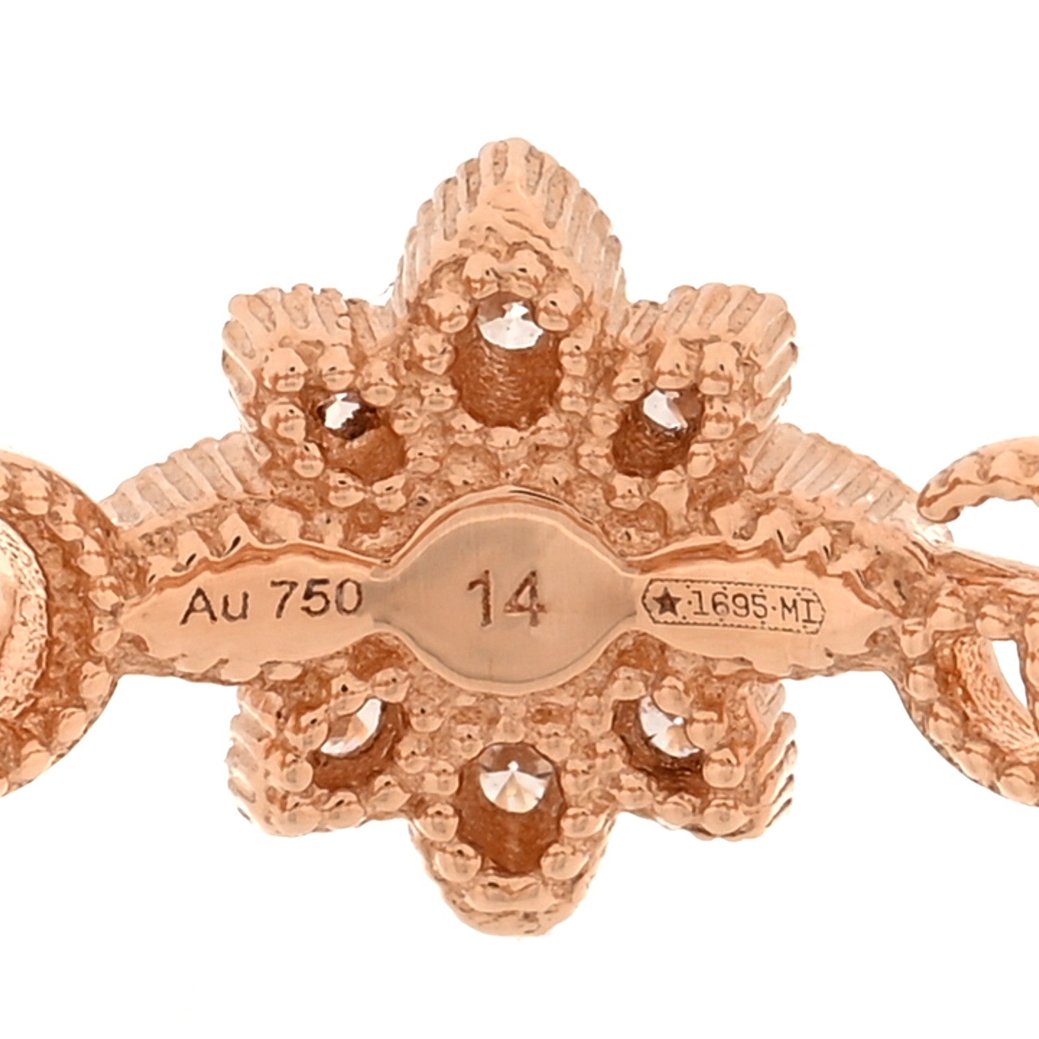Gucci 18K Rose Gold Diamond Flora Ring 54 6.75 5 of 5