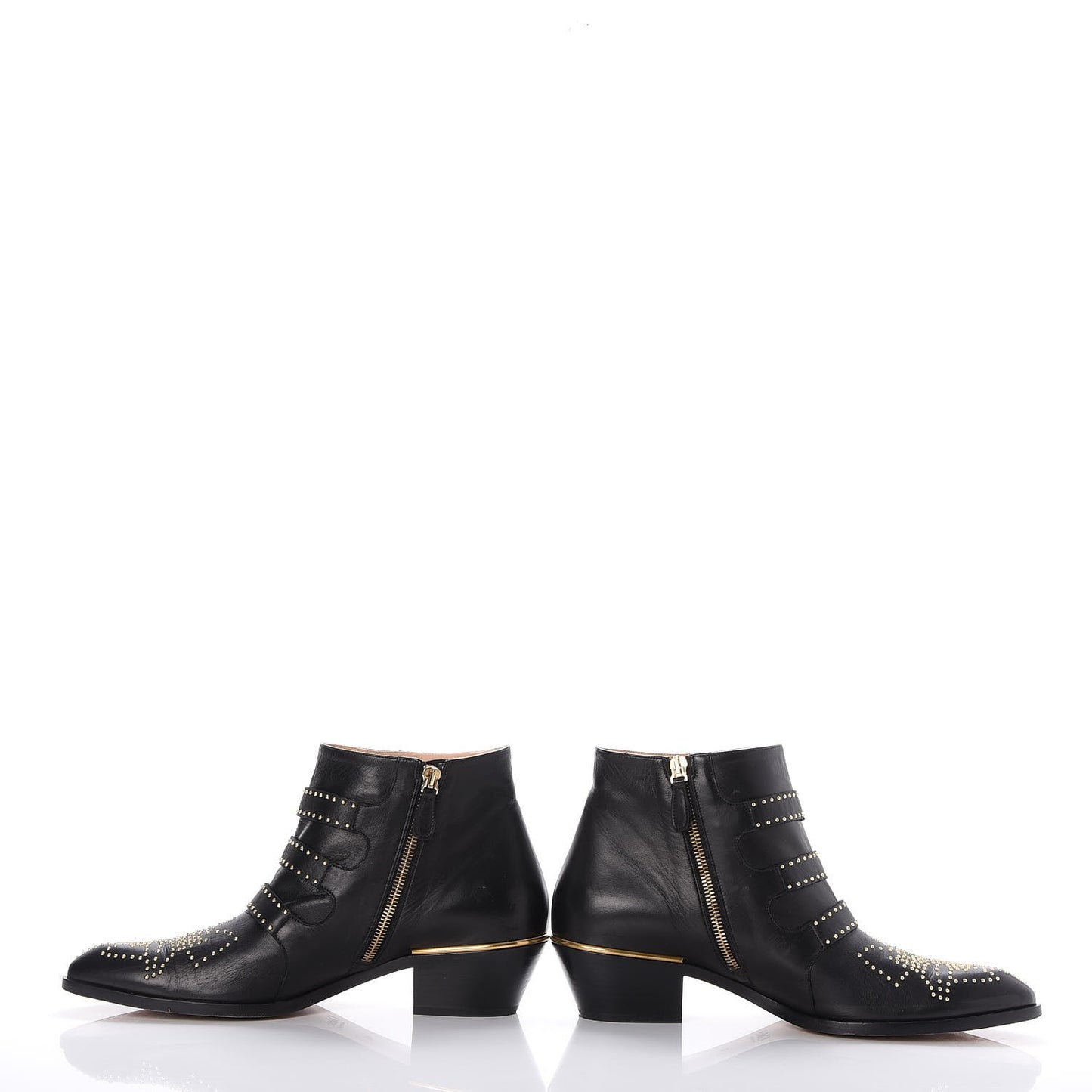 Nappa Sheepskin Studded Suzanna Short Boots 40 Black Gold