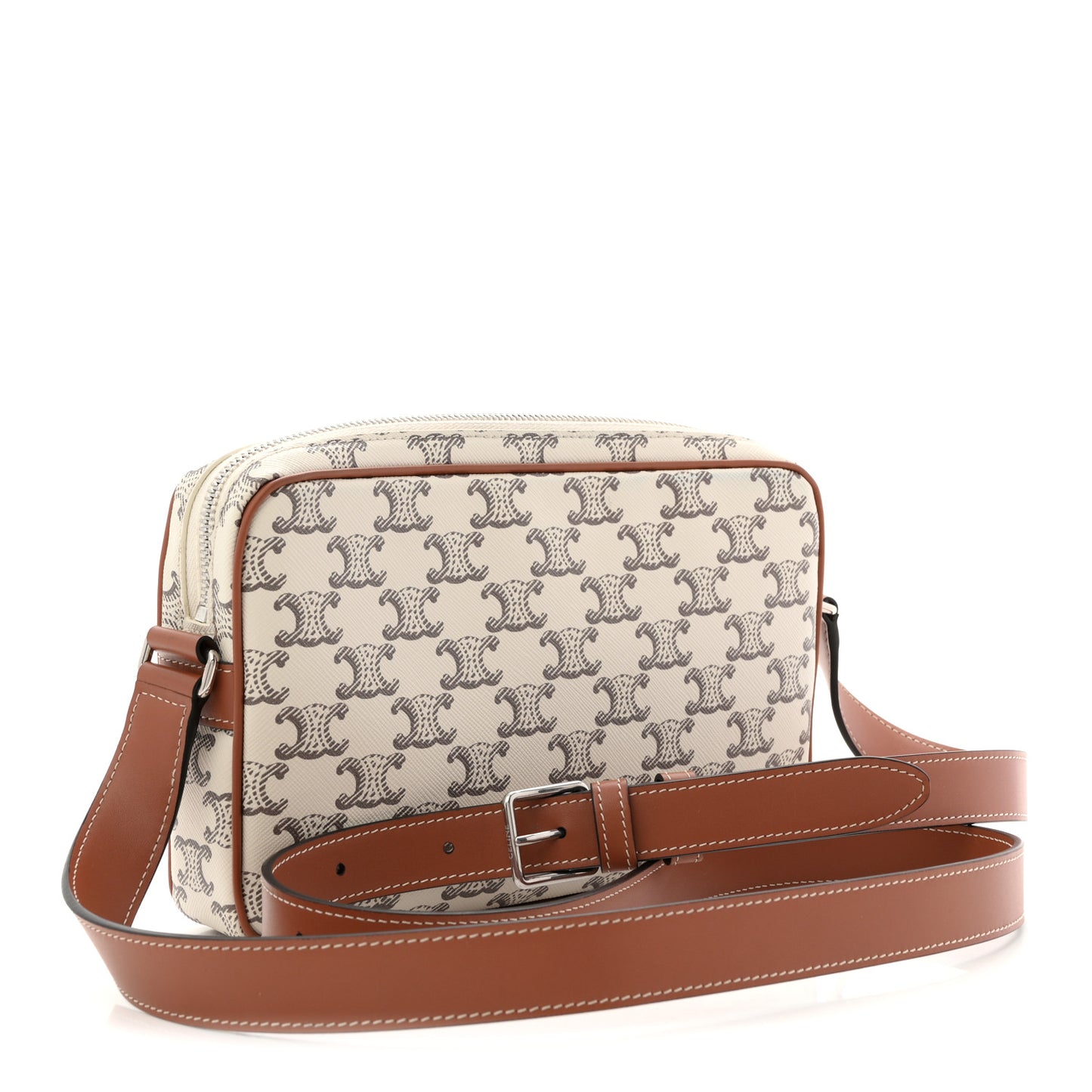 Triomphe Canvas Medium Messenger Bag Tan Ecru