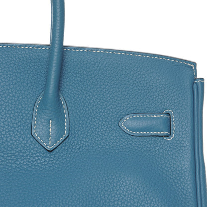 Hermes Taurillon Clemence Birkin 35 Blue Jean 8 of 27