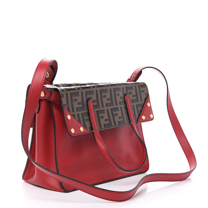 Fendi Vitello Grace Bi-Color FF 1974 Embossed Flip Tote Fragola Maya Black 3 of 10