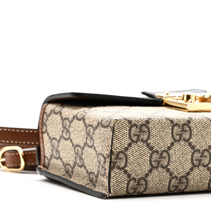 Gucci GG Supreme Monogram Calfskin Mini Padlock Top Handle Shoulder Bag Beige Black Cuir 9 of 11